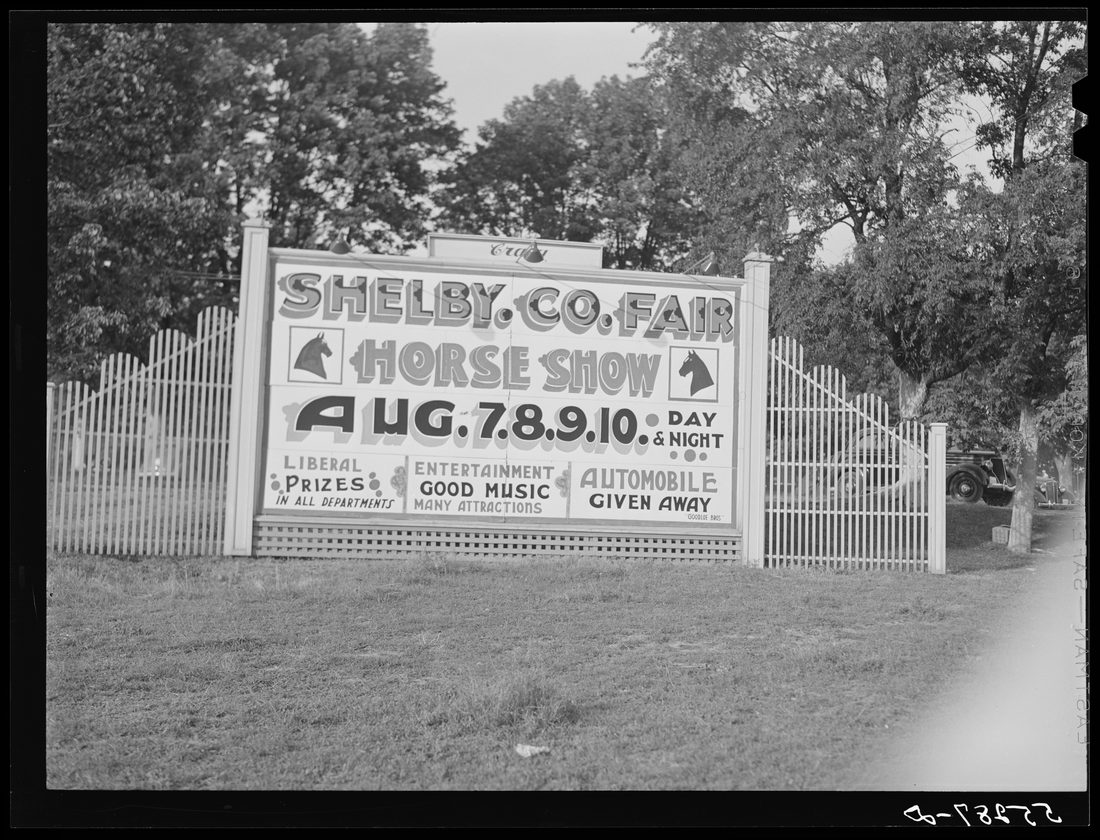 Sign outside fairgrounds. Shelbyville, Kentucky