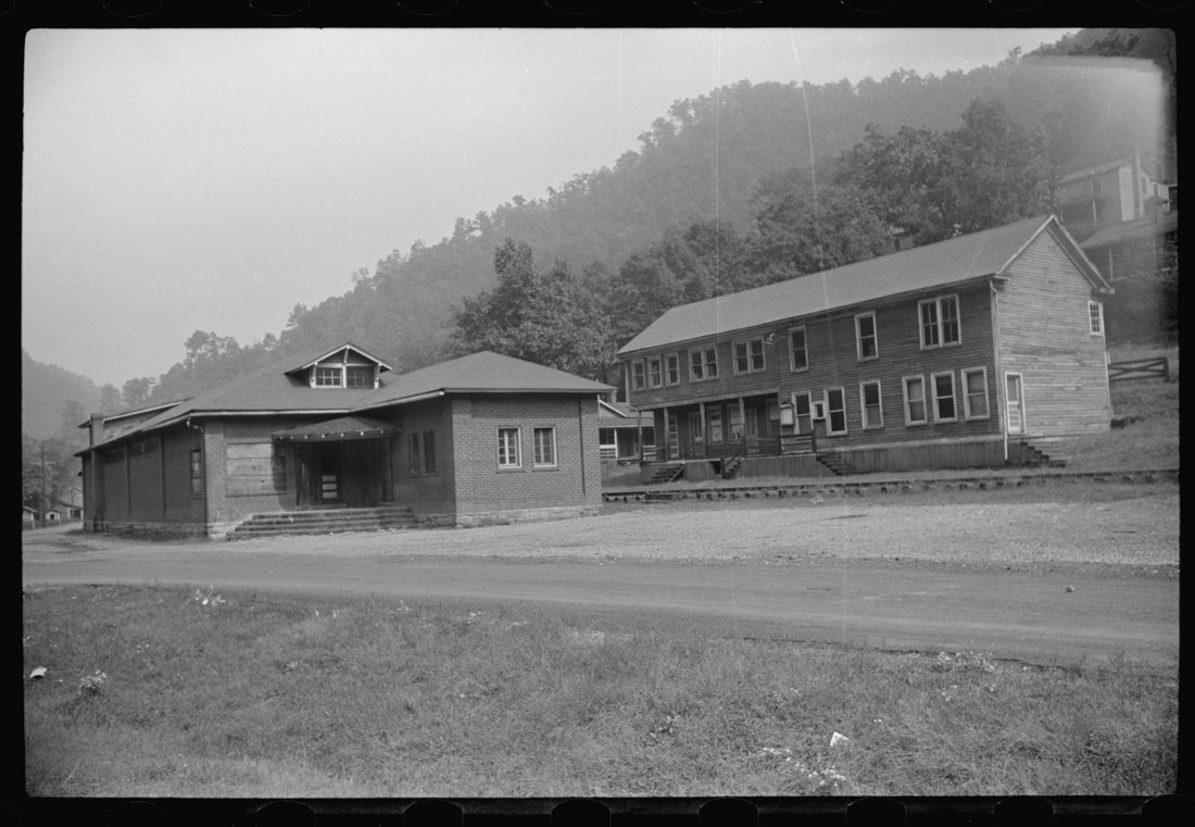 Community building and company store in abandoned mining town, Twin Branch, West Virginia