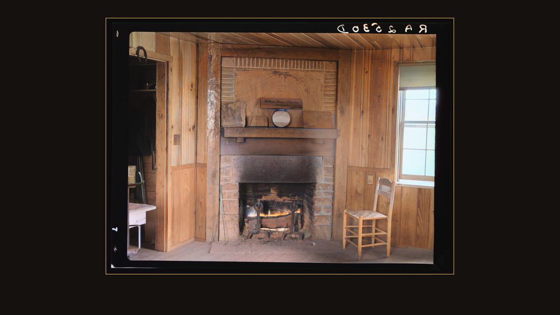 Fireplace in office of Cumberland Homesteads. Crossville, Tennessee