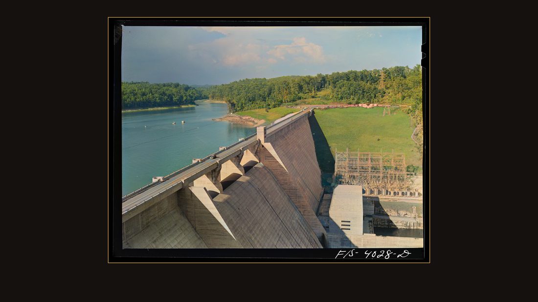 Norris Dam, Tennessee (Tennessee Valley Authority (TVA)). Norris Dam pushes back the Tennessee River seventy-two miles to form Norris Lake