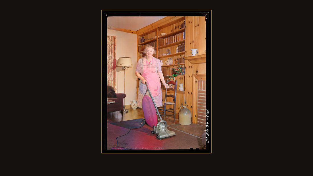 Knox County, Tennessee (Tennessee Valley Authority (TVA)). Mrs. Wiegel uses electric vacuum cleaner