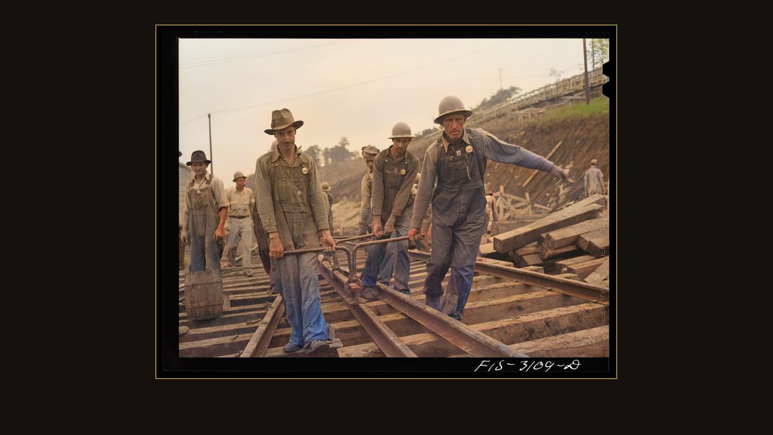 Douglas Dam, Tennessee. Tennessee Valley Authority (TVA). Laying track