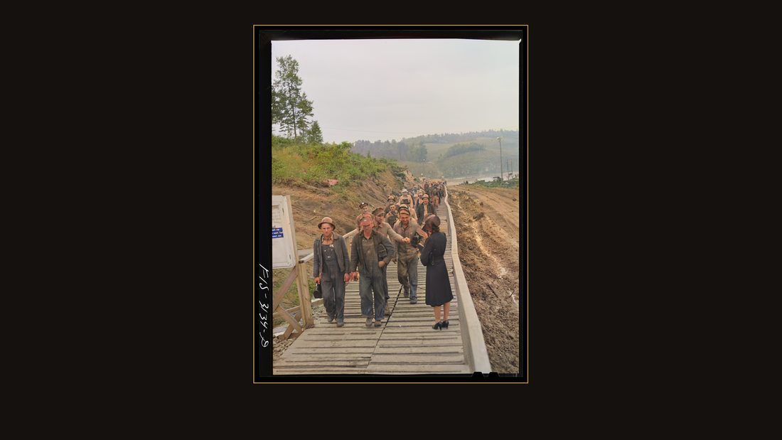 Douglas Dam, Tennessee. Tennessee Valley Authority (TVA). Workers leaving the job