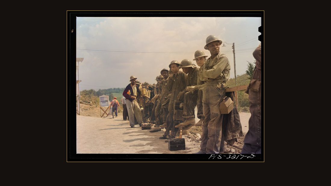 Douglas Dam, Tennessee. Tennessee Valley Authority (TVA). Workers at the timekeeper's office