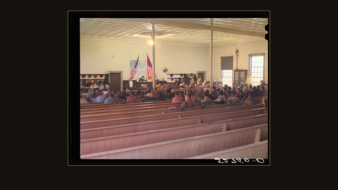 Interior of courtroom during trial of automobile accident case during court week in Granville County Courthouse, Oxford, North Carolina. This was the second day of Superior Court.