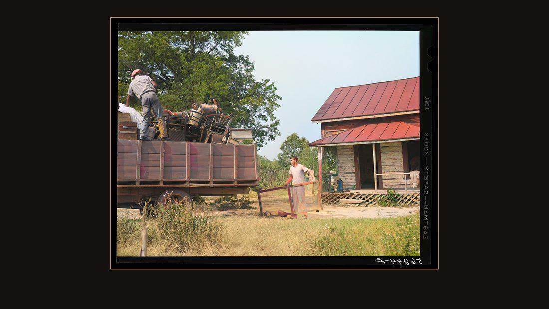 In the fall of the year after the crops are up many tenants and share croppers move into another farm. This colored family was moving from this home near Yanceyville to one near Ra