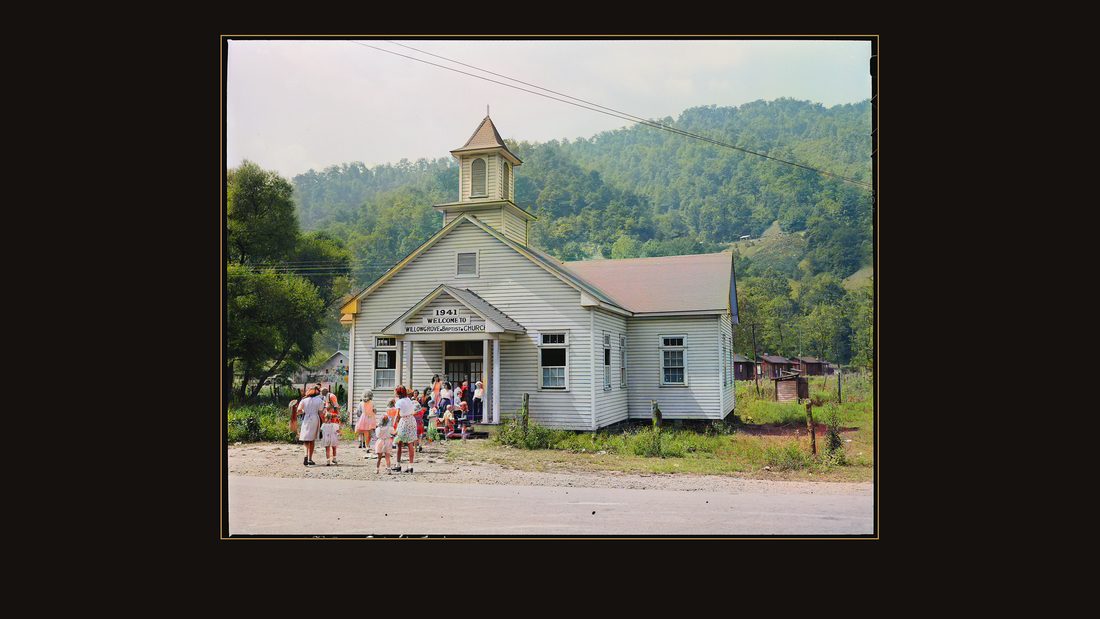 Going to Sunday school at the Baptist Church. Lejunior, Harlan County, Kentucky.