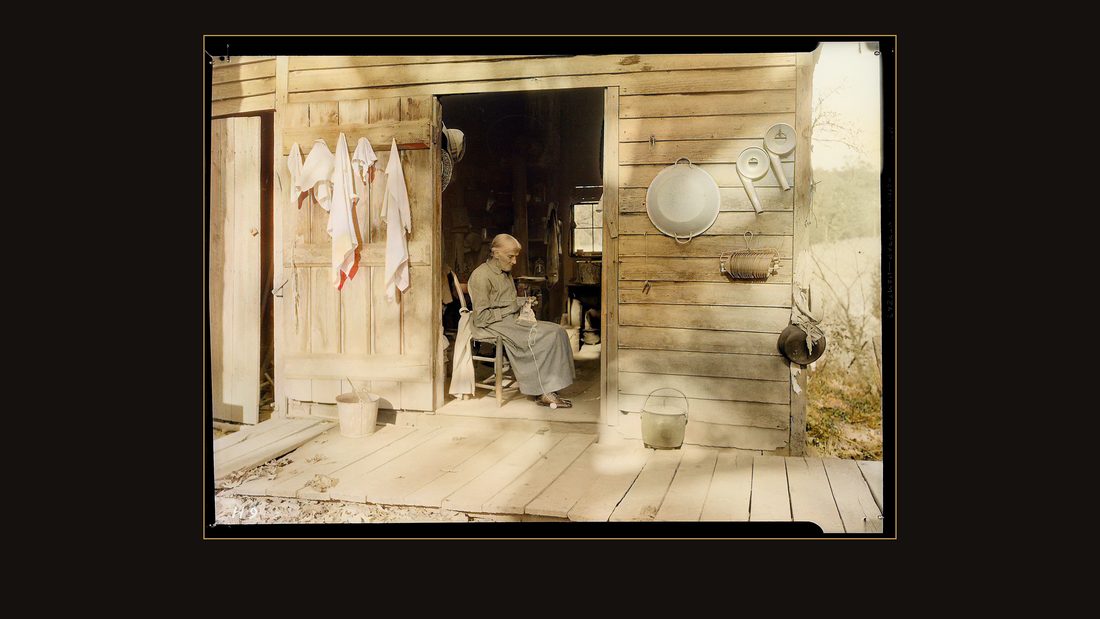 "Mrs. Sarah J. Wilson has lived ninety-one years on a farm near Bulls Gap, Tennessee. She is still very active and resourceful. She is a fine example of the vitality and indus