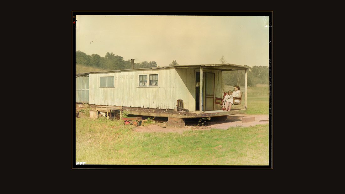 "`Squatter's' home on Andersonville Road, Tennessee. The house is a made-over houseboat."