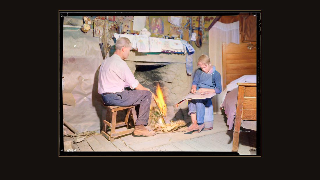 "Esco Glandon, a renter, lives at Bridges Chapel on land that will be islanded by the Norris Dam reservoir. His son has developed some talent in drawing. Note the drawings alo