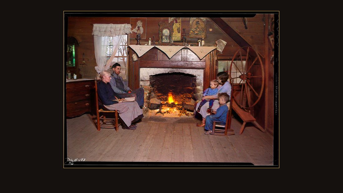 "Interior of the home of Mrs. Jacob Stooksbury, Loyston, Tennessee. This homestead is in the region which will be inundated by the waters of the Norris Dam reservoir."