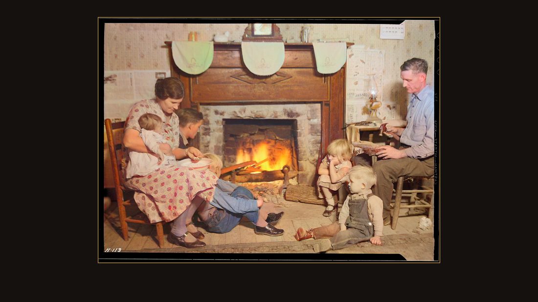 "Family group of Fletcher Carden, Route #1, Andersonville, Tennessee, a night-watchman at the bunkhouses at Norris Dam. His home is on the townsite of Norris and will be moved