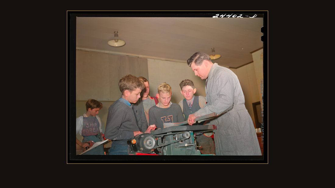 Dailey, West Virginia. December 1941. Homestead school at the Tygart Valley homesteads, a FSA (Farm Security Administration) project eleven miles southwest of Elkins, West Virginia