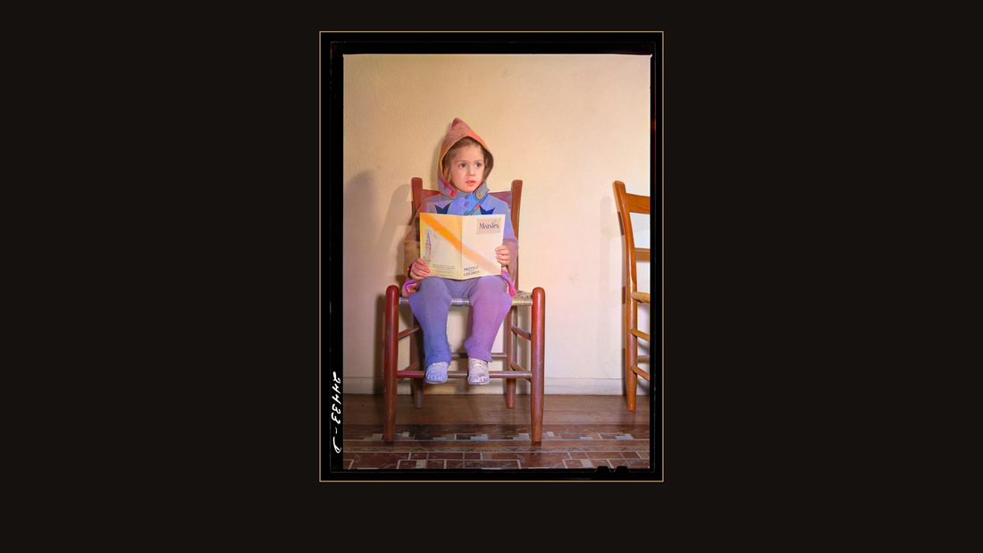 Elizabeth Darkey, daughter of one of the project families, waiting in the health center to be inoculated against measles. Dailey, West Virginia