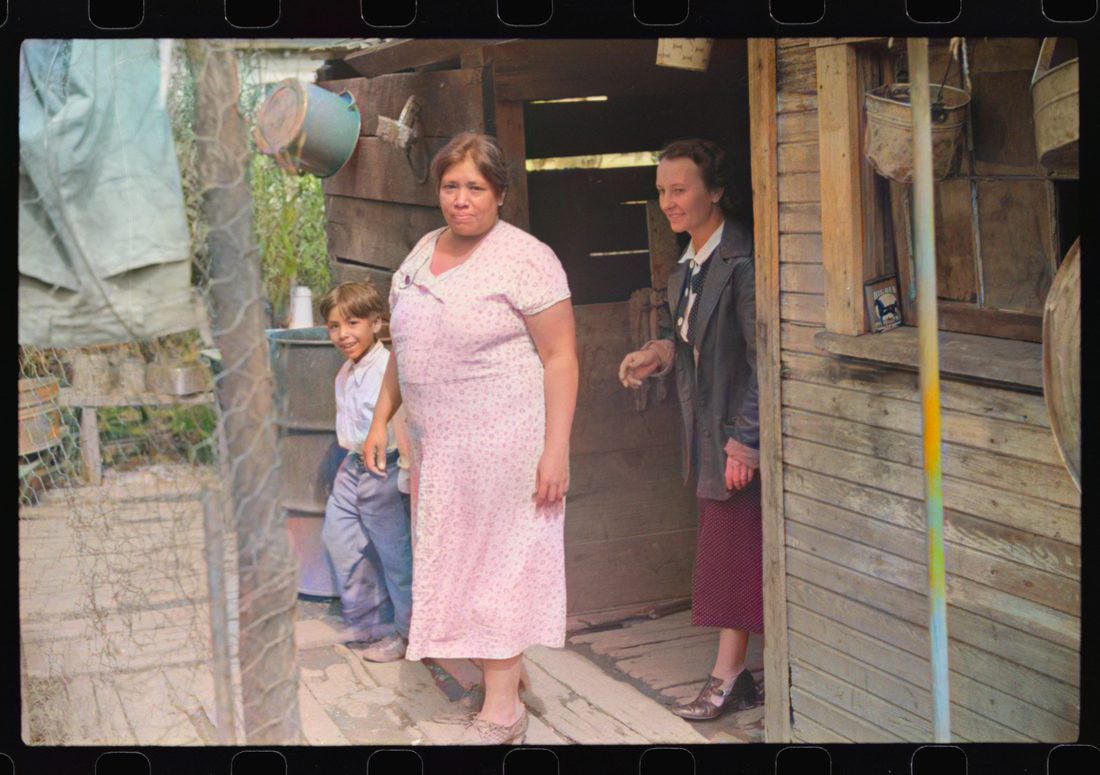 Mexican miner's wife and child are visited by another miner's wife (Hungarian) who is interested in starting a maternal health clinic there. Scotts Run, Bertha Hill, West