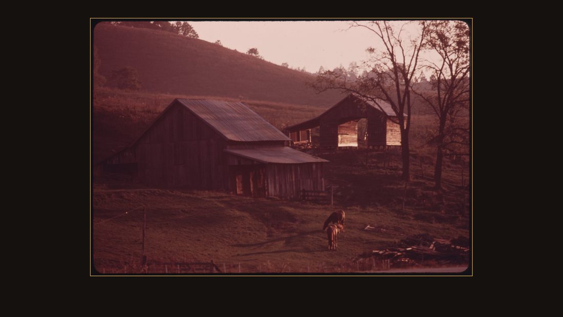 EARLY MORNING LIGHT ENRICHES A BUCOLIC SCENE AT CLAYPOOL HILL, NEAR RICHLANDS, VIRGINIA, ABOUT A DOZEN MILES FROM THE COAL MINES