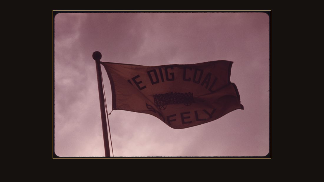 COMPANY FLAG IN FRONT OF THE HEADQUARTERS OF THE VIRGINIA-POCAHONTAS COAL COMPANY NEAR RICHLANDS, VIRGINIA, IN THE SOUTHWESTERN PART OF THE STATE. IT IS CALLED LOCALLY BY ITS ISLAN