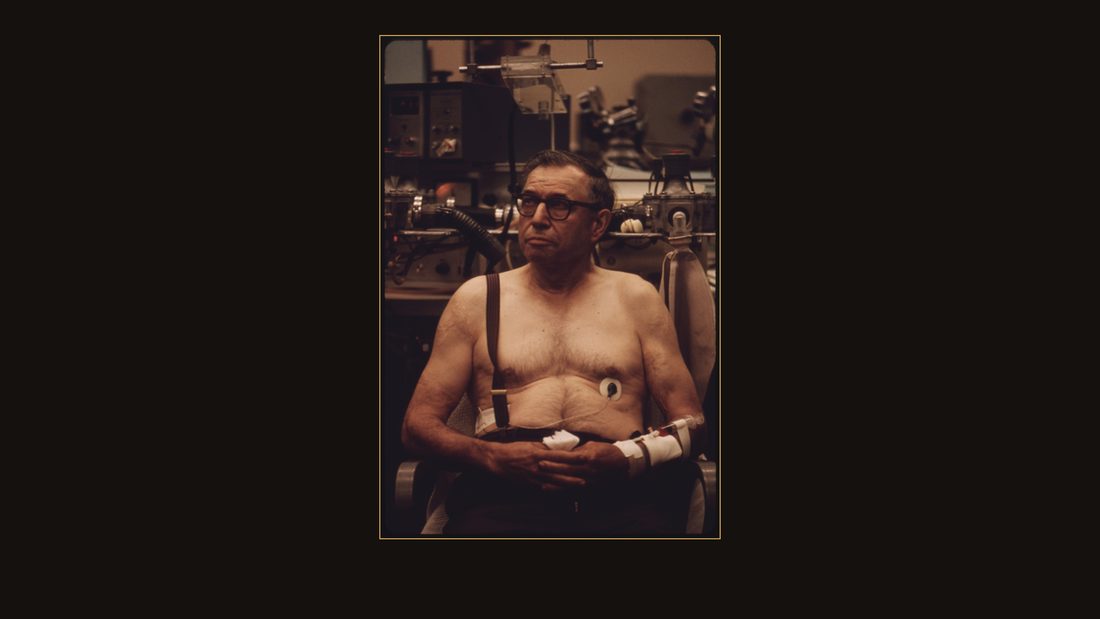 RUSSELL RAMSER WAITS HIS TURN ON THE TREADMILL AT THE BLACK LUNG LABORATORY AT THE APPALACHIAN REGIONAL HOSPITAL IN BECKLEY WEST VIRGINIA. THE 72-YEAR-OLD MINER WORKED 35 YEARS IN