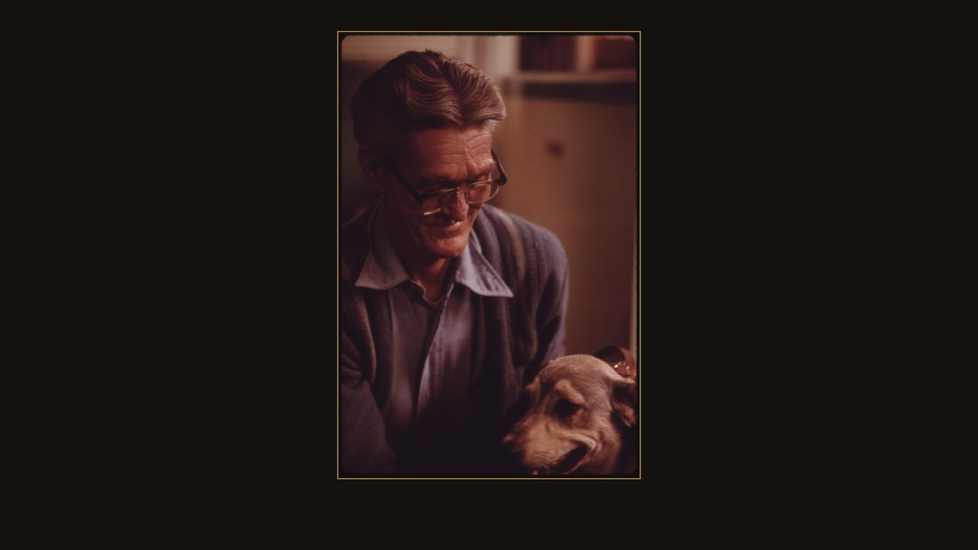 EDGAR ZORNES OF CLOTHIER, WEST VIRGINIA, NEAR MADISON WITH HIS DOG. A MINER FOR 23 YEARS, HE HAS BLACK LUNG. DOCTORS HAVE DETERMINED MINERS CONTRACT BLACK LUNG FROM AIR-BORNE PARTI