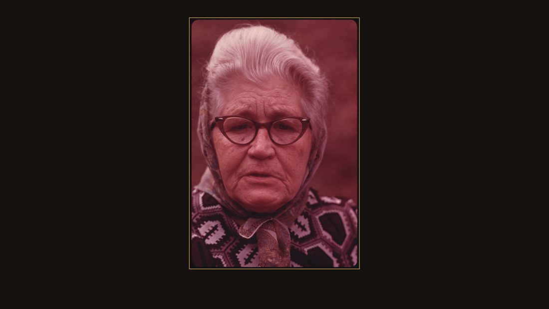 CLOSEUP OF MRS. BERRY HOWARD, WIFE OF A RETIRED COAL MINER WHO LIVES IN CUMBERLAND, KENTUCKY. HER HUSBAND HAD JUST BOUGHT A NEW TRUCK WITH SOME OF HIS BLACK LUNG PAYMENTS. THE DISE