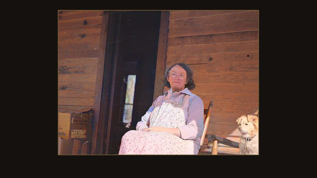 Rose, Eliza; sitting on front porch